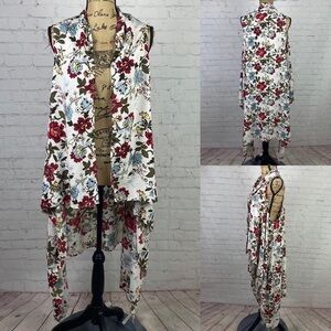 Ellos Open Front Floral High Low Kimono